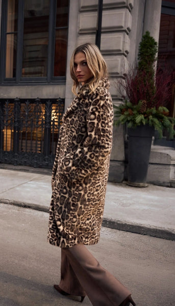 Faux Fur Leopard Print Coat