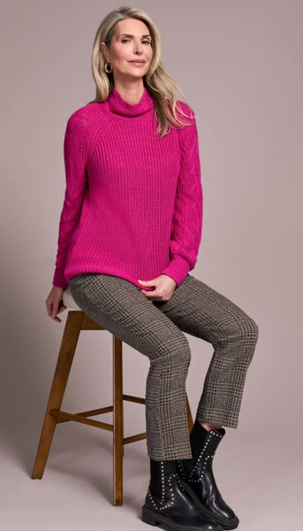 Long Sleeve Cable Mock Neck Sweater