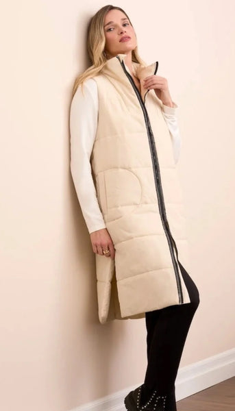 Long Zip Front Quilted Vest