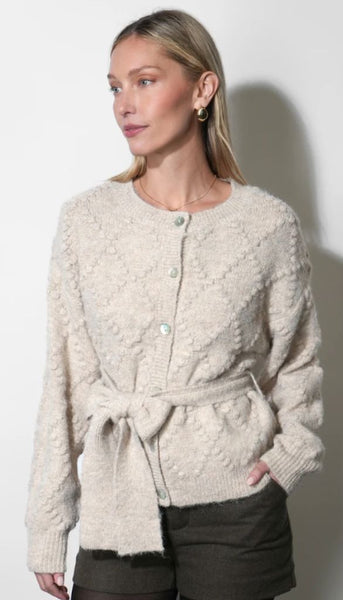 Bonnie Pompom Belted Cardigan