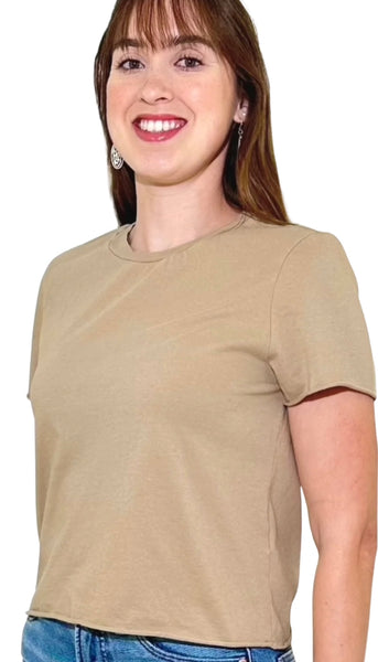 Jackie Raw Edge Crew Neck Tee