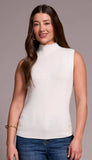 Textured Sleeveless Mock Neck