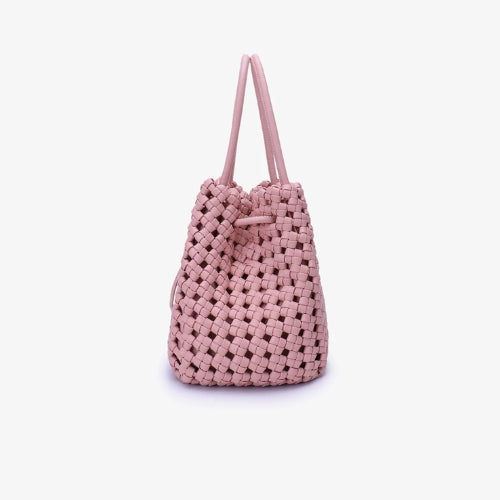 Perrie Bucket Mini Woven Square Tote - Ballet Pink