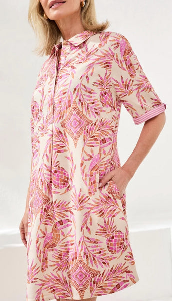 Half Sleeve Button Front Dress