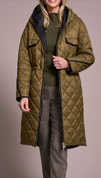 Long Sleeve Zip Front Reverse Puffer With Hood