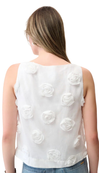 Sleeveless Top With 3D Floral Embroidery
