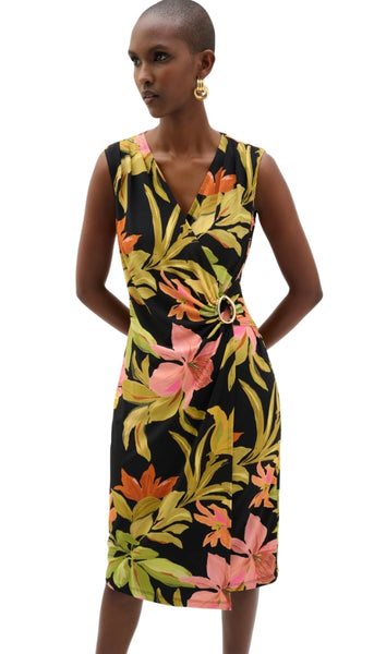 Tropical Print Wrap Dress