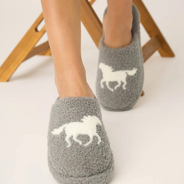 Teddy Sherpa Slippers-Horse