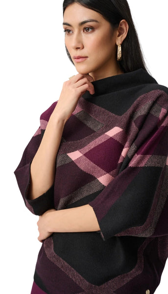 Plaid Funnel Neck Sweater