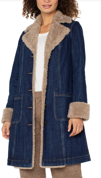 Sherpa Trimmed Notch Collar Jacket