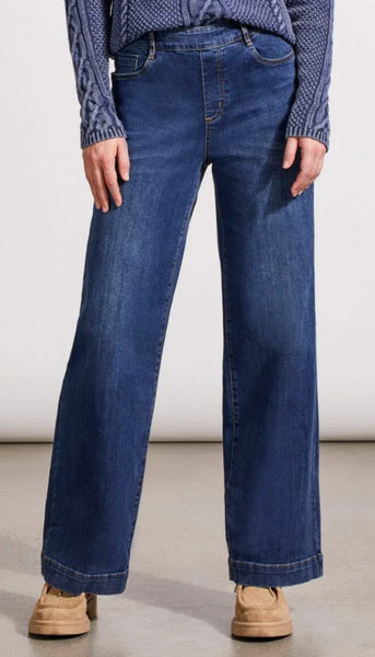 Audrey Pull On Wide Jeans - Fade Blue