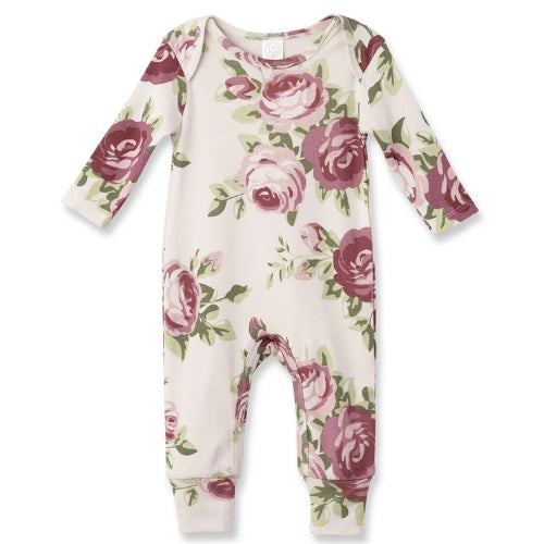 Cabbage Rose Zippered Romper 6-9M