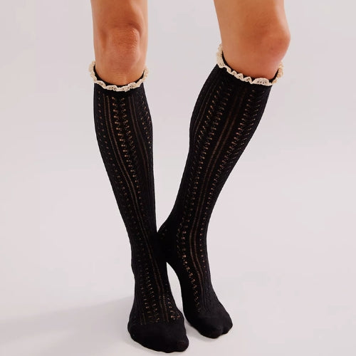 Misty Net Pointelle Tall Socks