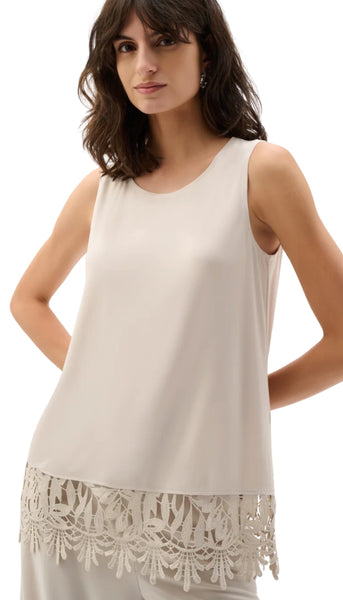 Sleeveless Top With Lace Hem