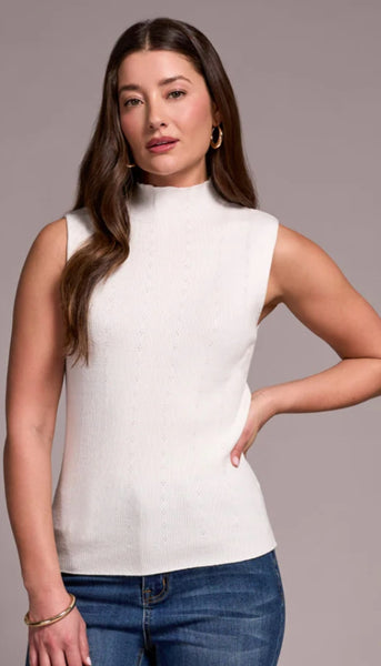 Textured Sleeveless Mock Neck