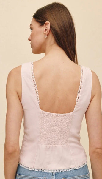 Fitted Bodice Top With Smock Back