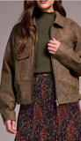 Zipped Front Side Tab PU Jacket