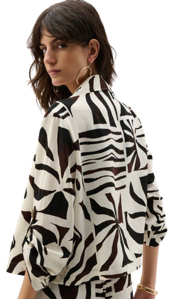 Tropical Print Boxy Blazer
