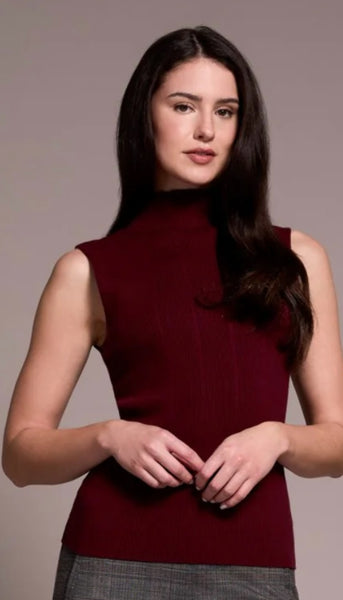 Textured Sleeveless Mock Neck