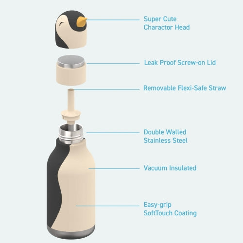 Bestie Penguin Water Bottle 16 Ounces
