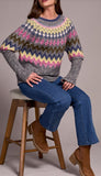 Grey Mix Ground Intarsia Rib Sweater