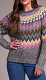 Grey Mix Ground Intarsia Rib Sweater