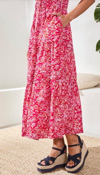 Lined Maxi Dress With Waist Drawcord