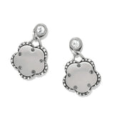 Gaia Flower Silver Post Drop Earrings
