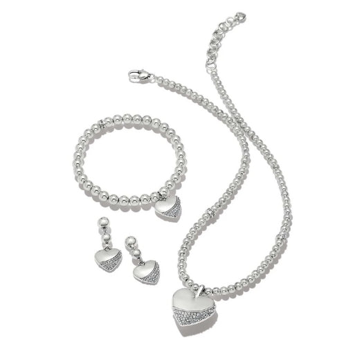 Meridian Pet Wave Heart Silver Necklace