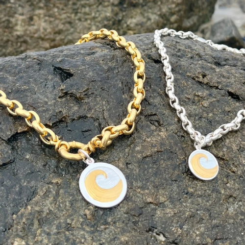 Medium Pendant-Wave, Mix Metal