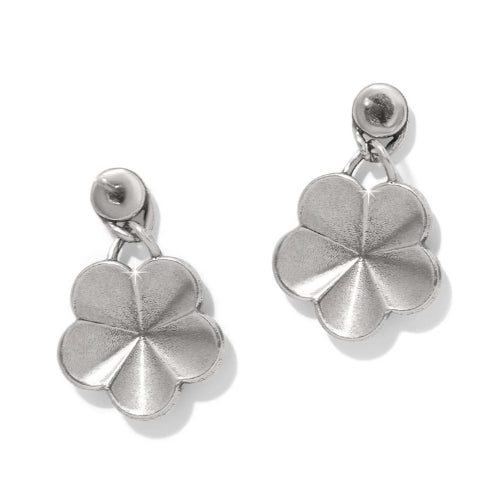 Gaia Flower Silver Post Drop Earrings