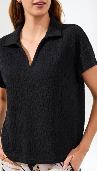 Short Sleeve Johnny Collar Top