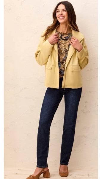 Long Sleeve Zip Front Coat With Lining