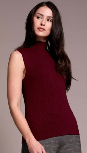 Textured Sleeveless Mock Neck