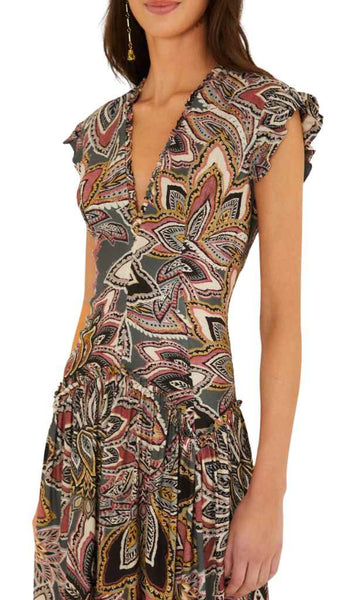 Tapestry Flowers Sleeveless Maxi Dress