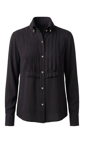 LongSleeve Tuxedo Top With High Collar