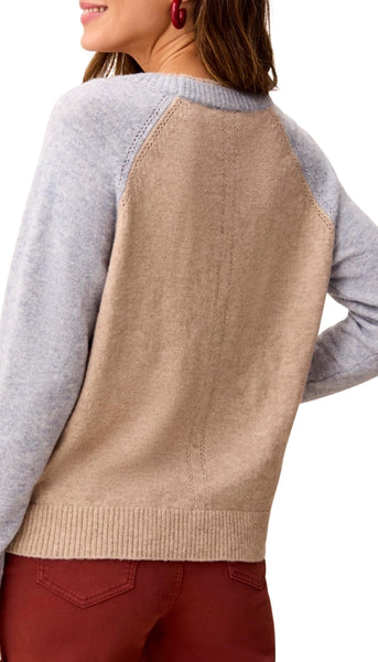 Long Sleeve Crew Neck Colorblock Sweater