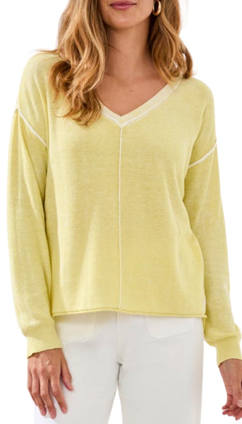 Long Sleeve V Neck With Special Wash Effect