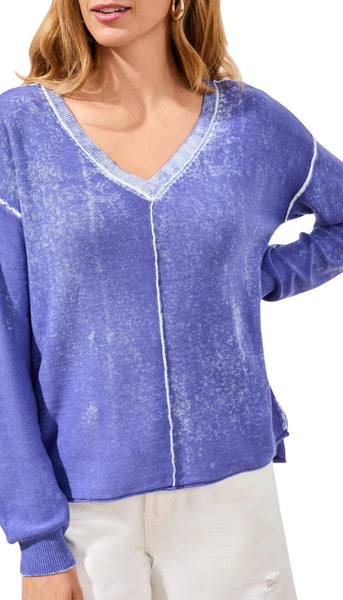 Long Sleeve V Neck With Special Wash Effect