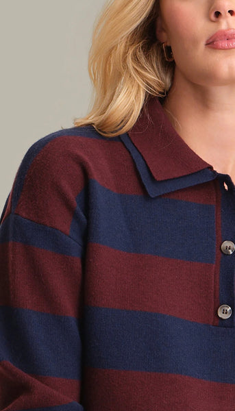 Lennon Double Collar Rugby Stripe