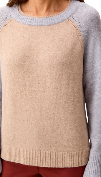 Long Sleeve Crew Neck Colorblock Sweater
