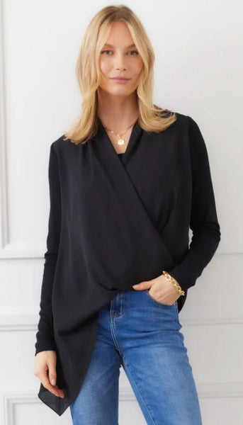 Contrast Double Layer Wrap Top