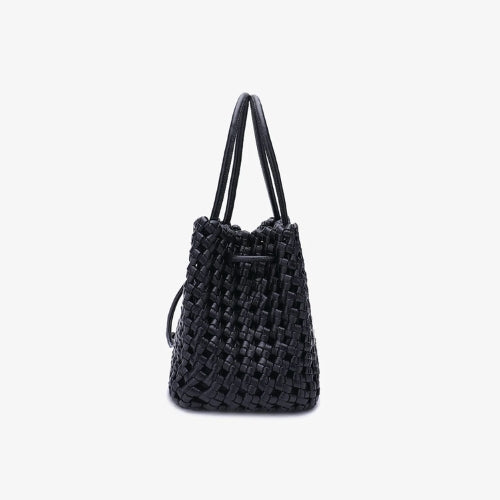 Perrie Bucket Mini Woven Square - Black