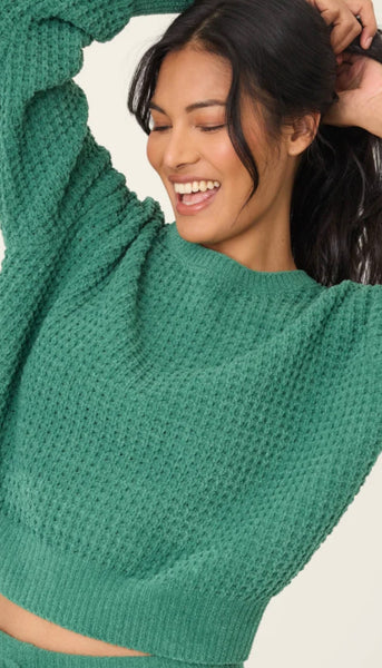 Long Sleeve Cozy Chenille Waffle Top