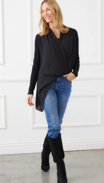 Contrast Double Layer Wrap Top
