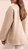 Long Sleeve Button Front Coat With Detach scarf