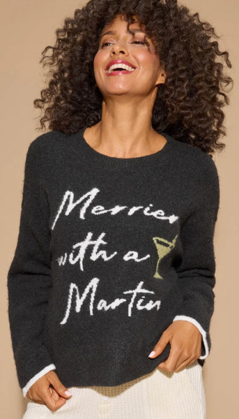 Long Sleeve Top-Merrier With A Martini