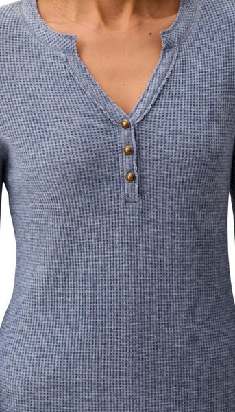 Brushed Waffle Knit Henley Long Sleeve