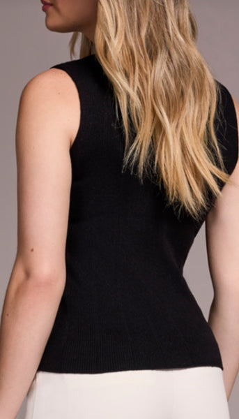 Textured Sleeveless Mock Neck