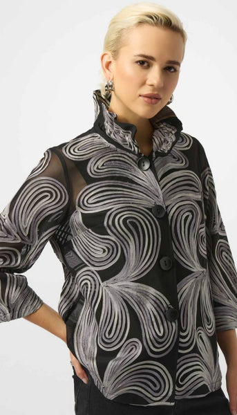 Embroidered Mesh Straight Jacket